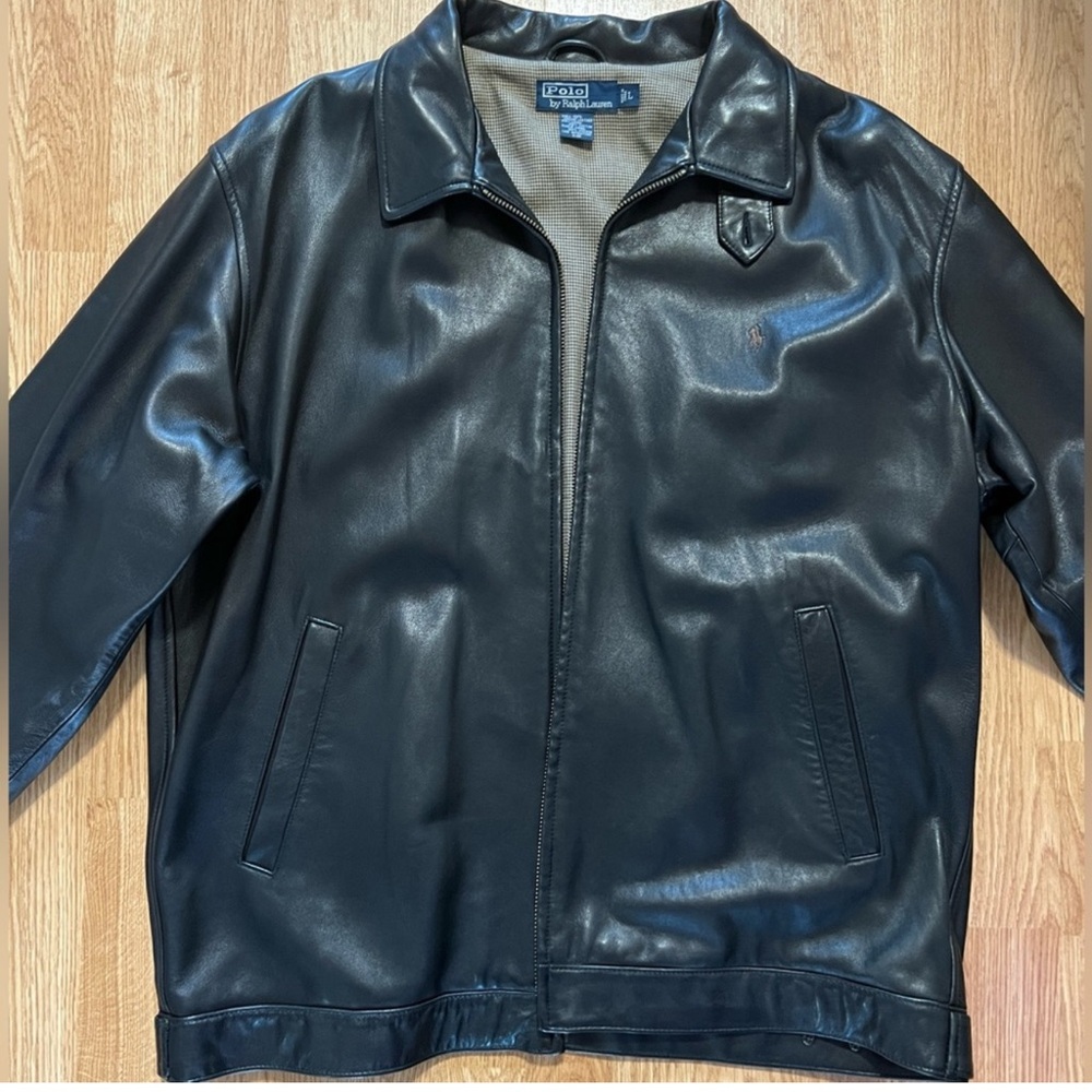 Polo Ralph Lauren Vintage Black Lambskin Leather Jacket Butter Soft Men's Size L